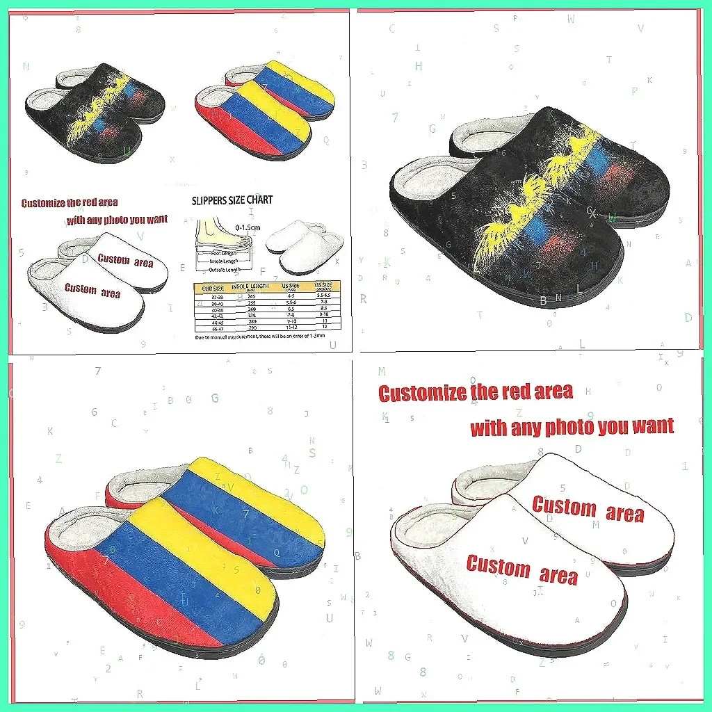 

Тапочки с флагом Колумбии для взрослых, мягкие плюшевые домашние тапочки, теплые и уютные