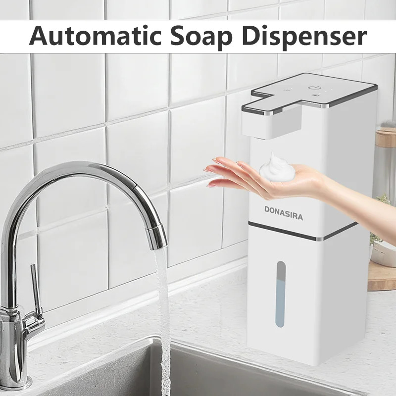 Dispensador de Jabón Automático con Sensor Infrarrojo Recargable de 380ML P7, para Mostrador o Montaje en Pared, Botella de Champú
