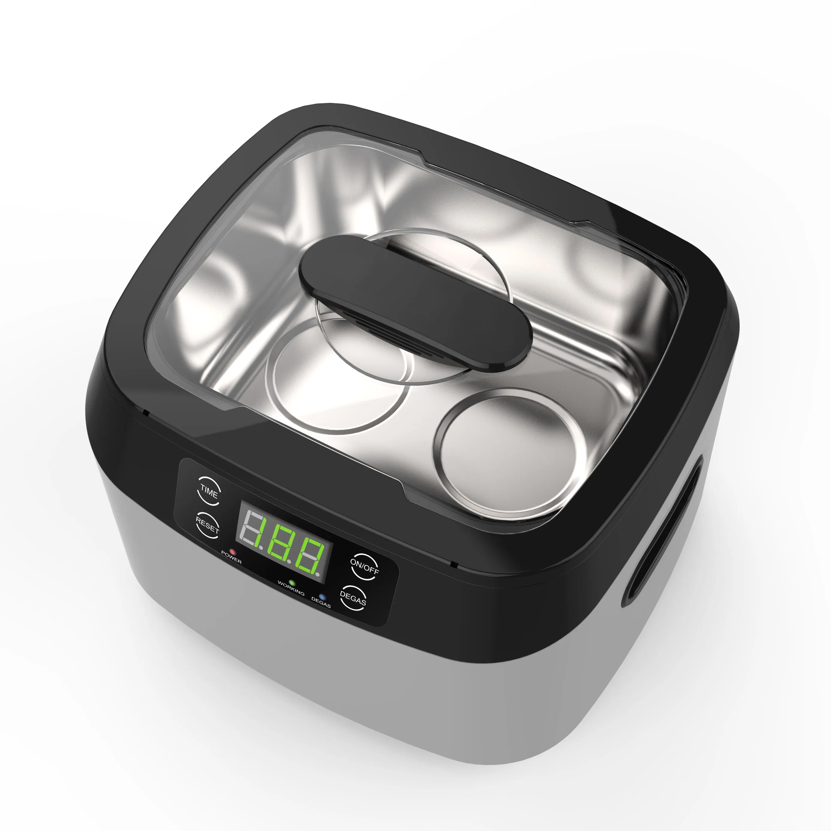 1200 ml High Frequency Ultrasonic Cleaner with Digital Timer Stainless Steel+ABS Gray for Jewelry Watch Glasses & Salon Tools