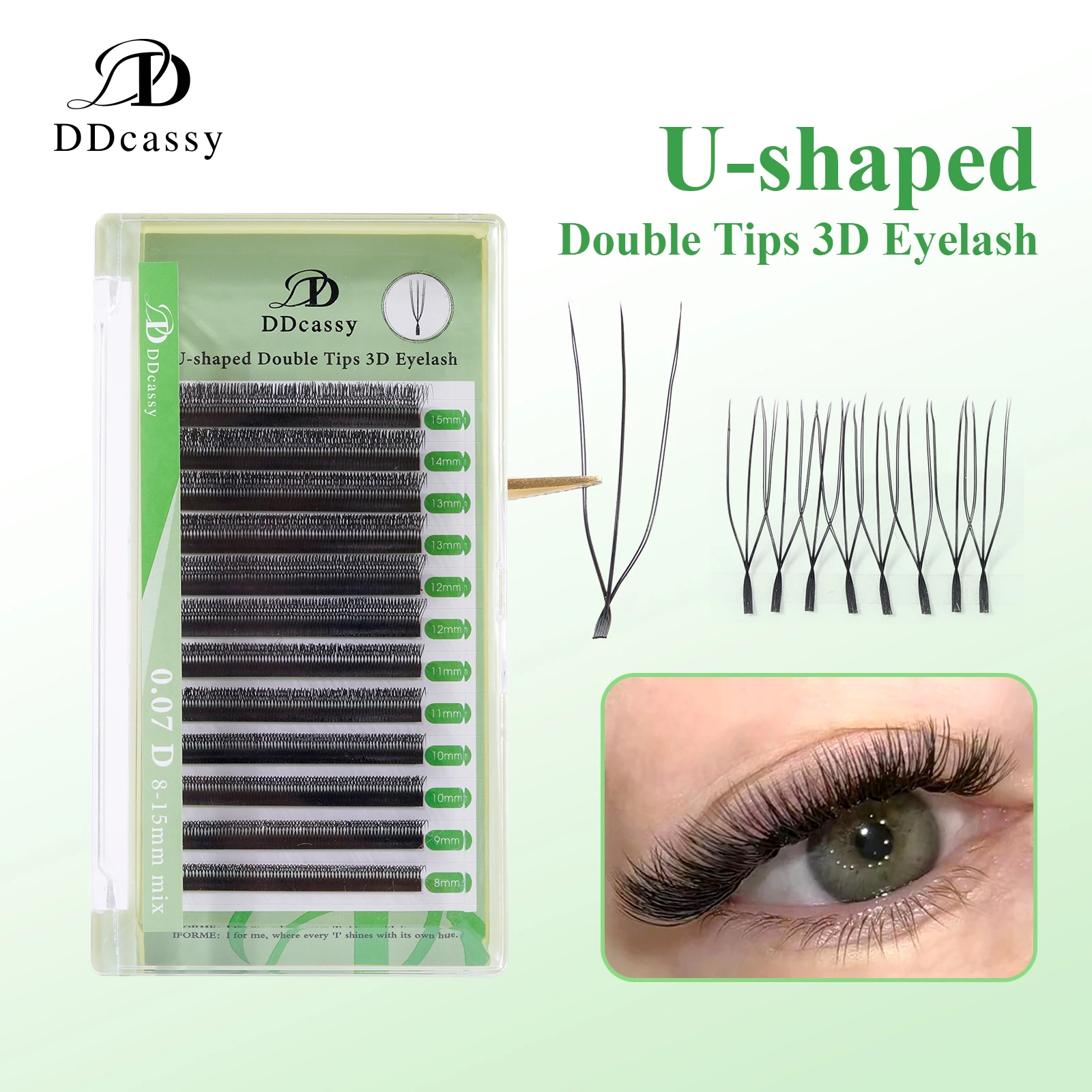 U-Shaped Double Tips 3D Eyelash Extension 6D U Lashes Dense Effect