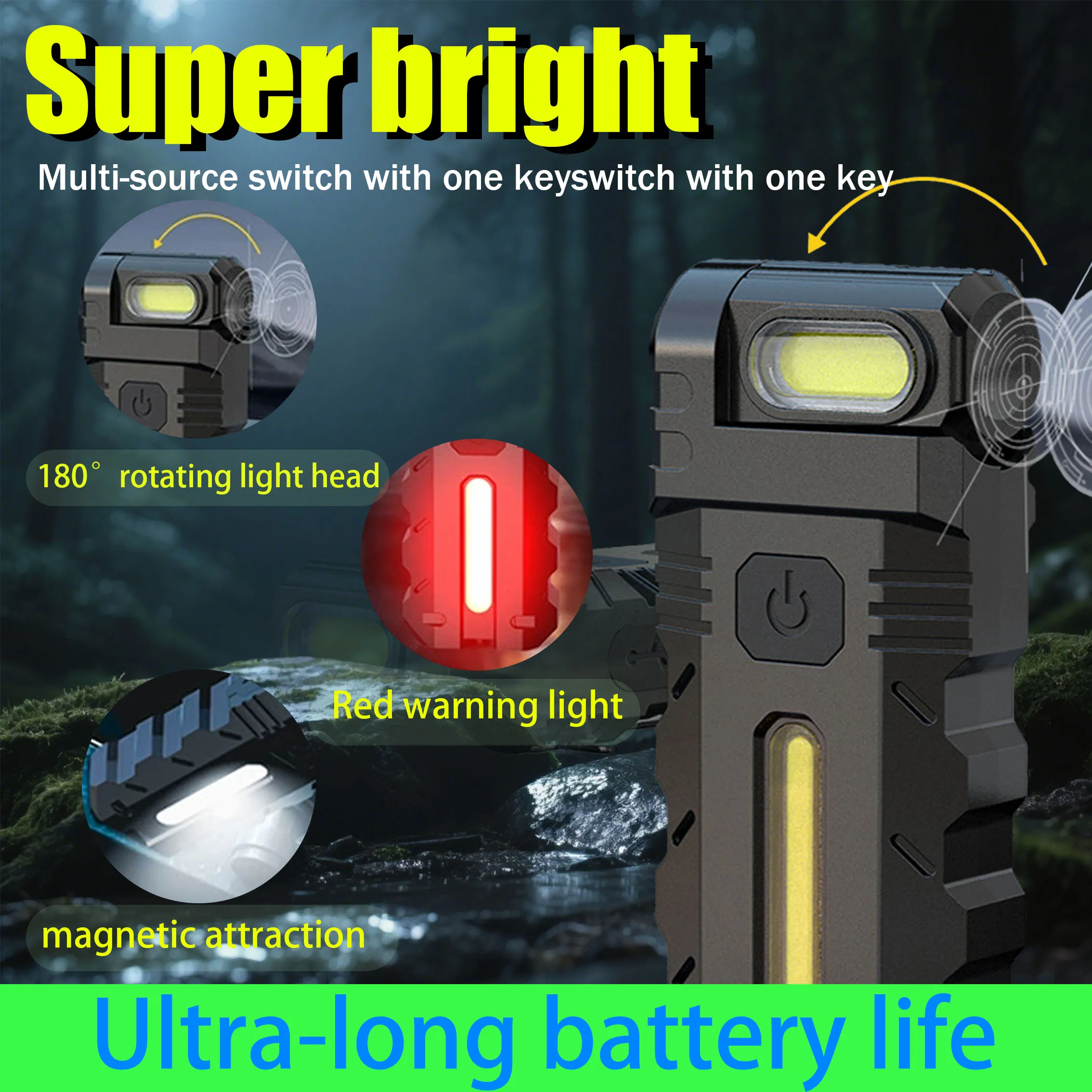 

Мини-светодиодный фонарик USB C перезаряжаемый водонепроницаемый карманный фонарик EDC для приключений на открытом воздухе, аварийный ремонт автомобиля, снаряжение для кемпинга