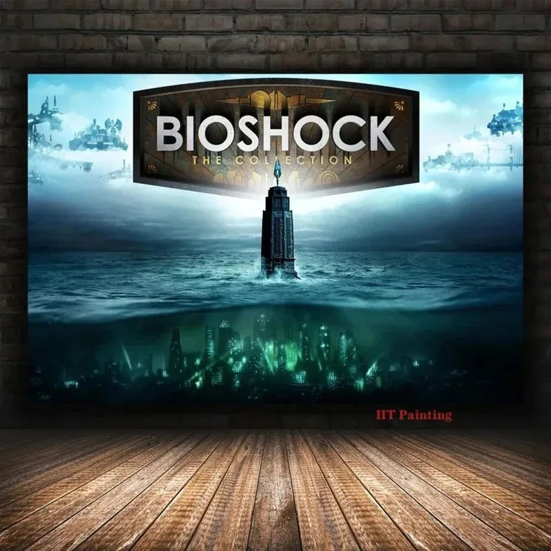 Retro Bioshock Rapture Video Game Poster and Prints Canvas Painting Wall Art Pictures Vintage Gamer Room Home Decor Frameless