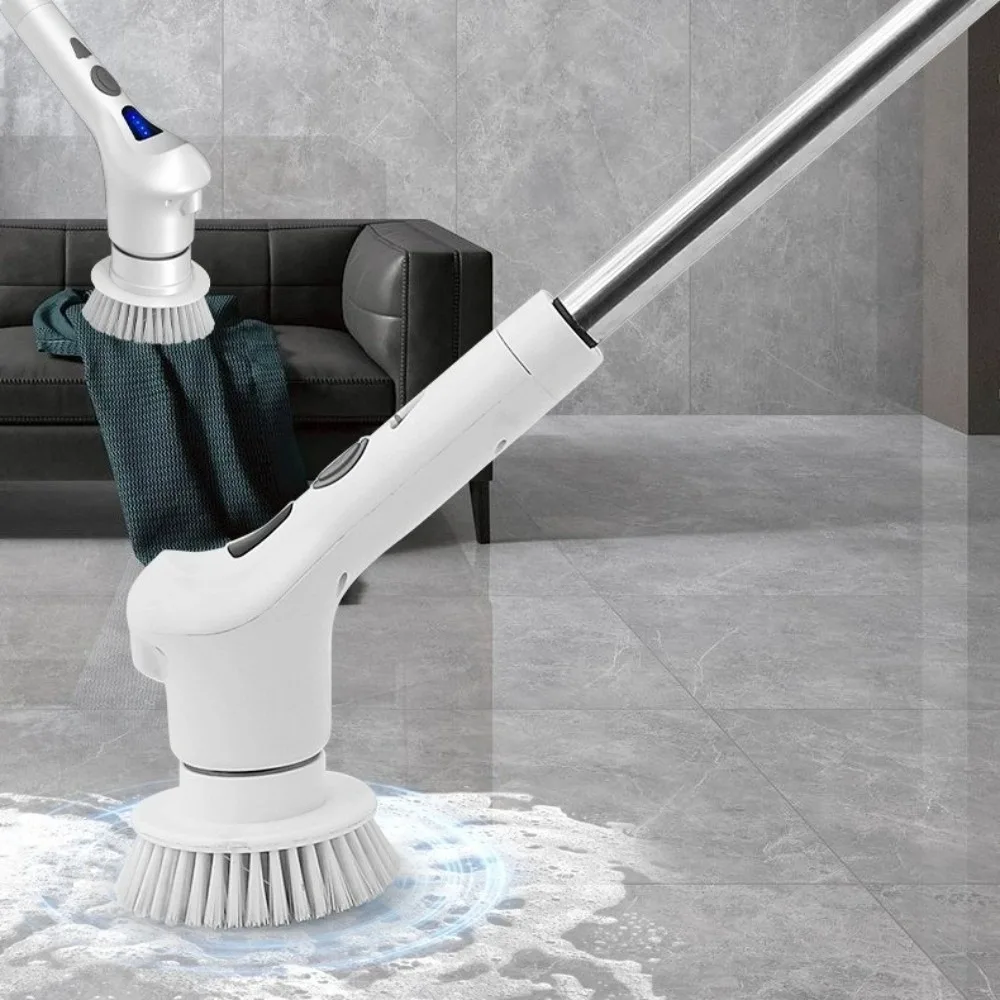 Buy 1 take 9 Electric Cleaning Brush Handheld LED Electric Spin Scrubber Multi-functional Cordless Floor Cleaning Brush Home