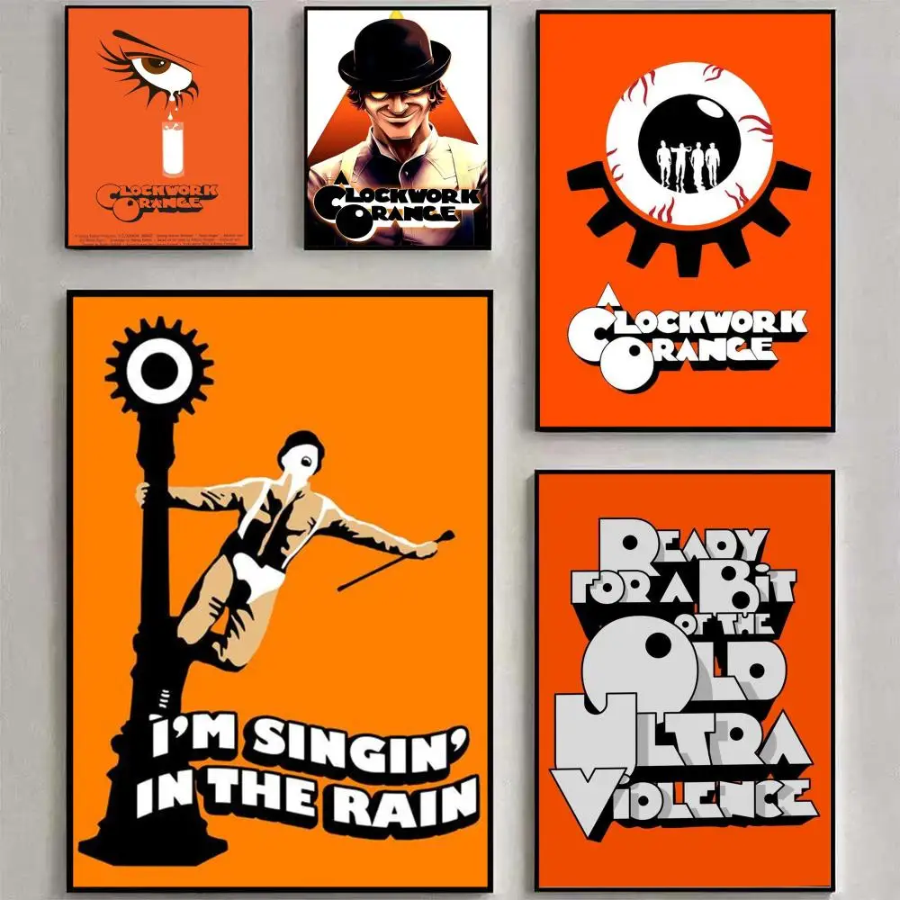 Póster de cantante naranja con mecanismo de relojería, calcomanía artística de pared HD impermeable, decoración estética autoadhesiva para el hogar y la vida