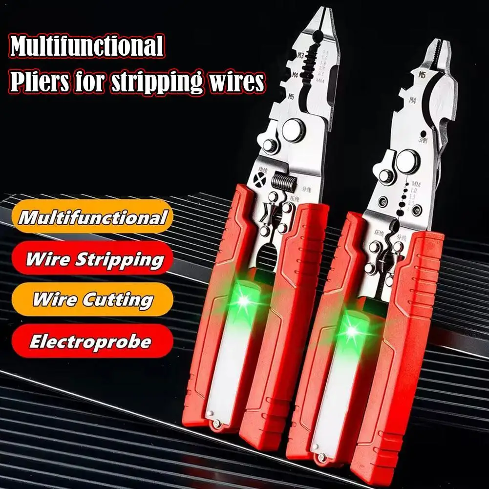 

3-in-1 Multifunction Wire Stripper Electricians Voltage Testing Cable Wire Strippers With Hook Knife