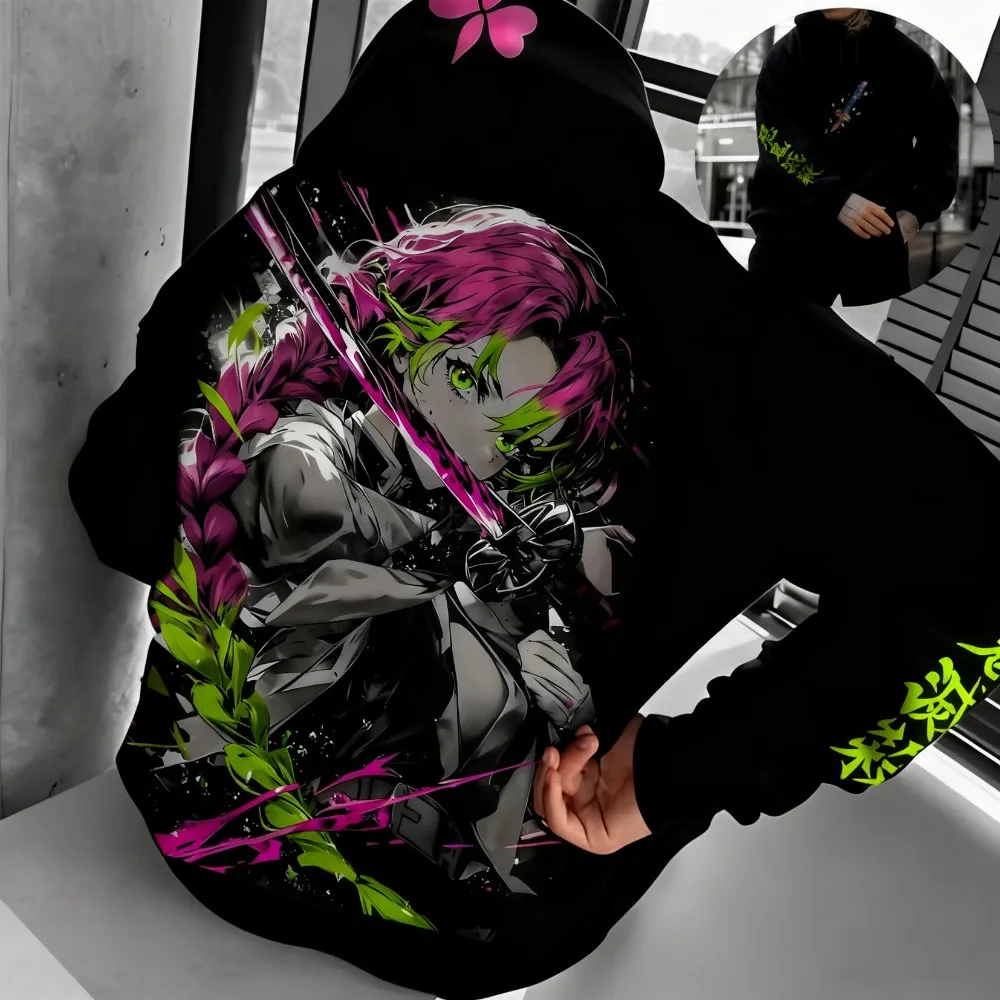 New Demon Slayer Series Oversized Fleece Hoodie Loose New Autumn and Winter Men's and Women's Parent-child Versatile Trendy Coat