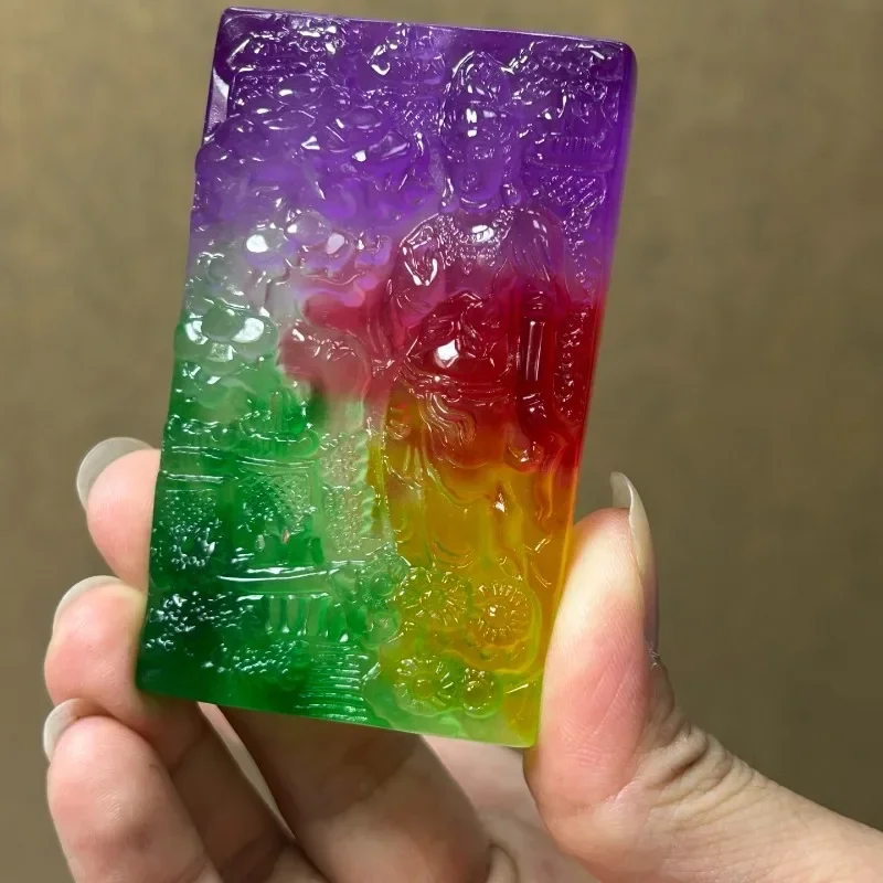 

Ожерелье с подвеской из натурального ледяного кварцита и нефритового пейзажа Гуаньинь