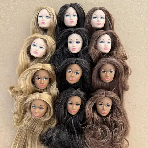Vintage 1/6 PP Ansiktsgjutningsdockhuvuden från Beige Mörkbrun Hudton Modedockehuvud Smink DIY Leksaksdelar Flickors Födelsedagspresenter 8 best sales Barbie vintage - №7