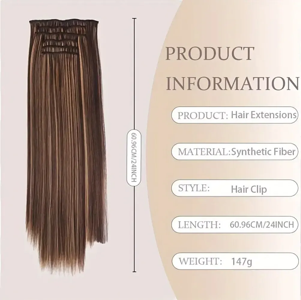 Synthetic Transform Your Look Instantly 16pcs Clip In Long Straight Hair Extensions For Women Girls