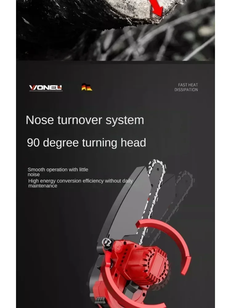 Portable Cordless Electric Chainsaw with Long Battery Life and One-Hand Operation for Home Garden Use