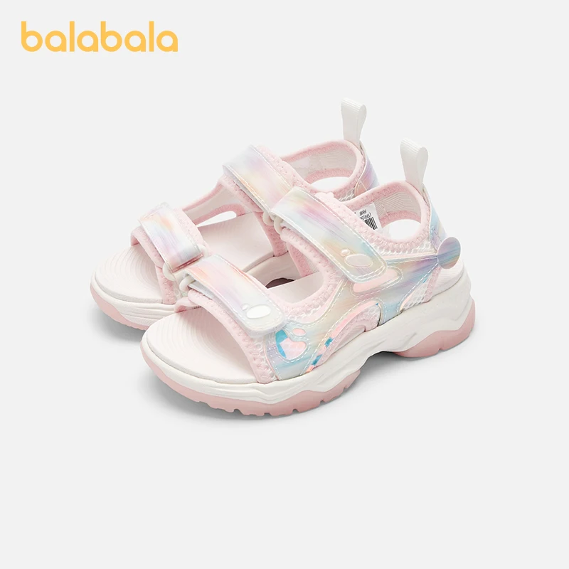 Balabala Kids Shoes Girls Sports Sandals Soft Sole Breathable 2024 Summer New Shoes Trendy Casual Shoes Medium Large Children