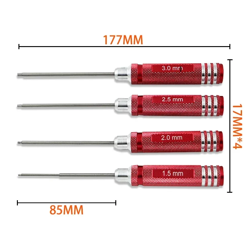 RC Tools 4-teiliges Sechskantschraubendreher-Set, Titanbeschichtung, gehärtet, 1,5 2,0 2,5 3,0 mm Schraubendreher für Hubschrauberspielzeug