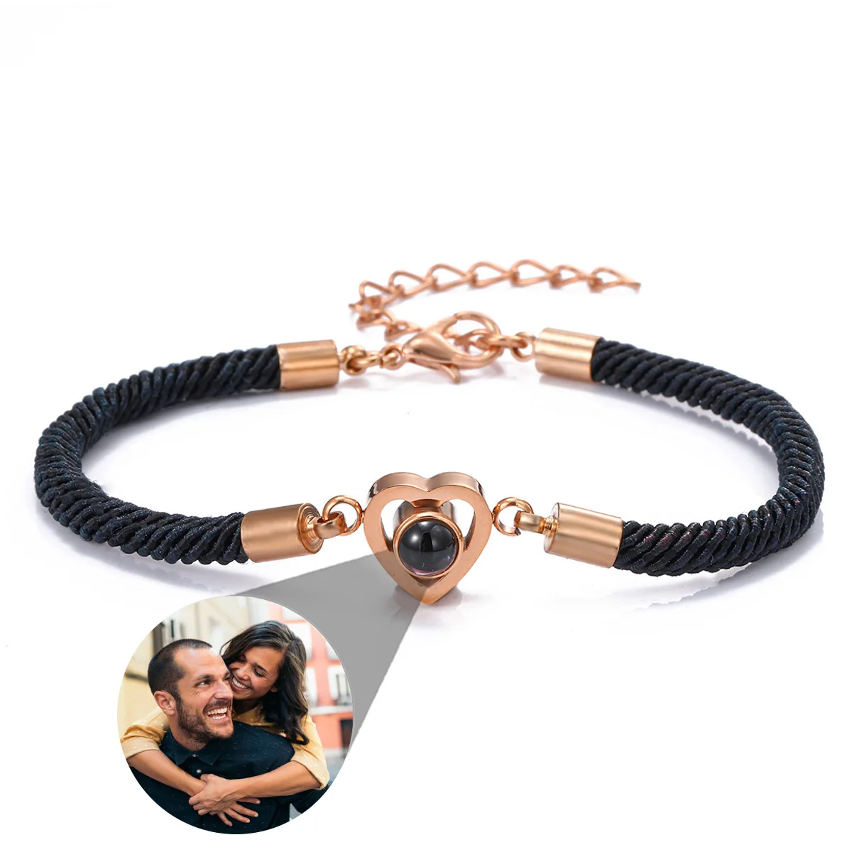 Bracelet de couple personnalisé avec photo de groupe, bracelet de projection de coeur personnalisé, cadeau de la fête des Léons pour petite amie