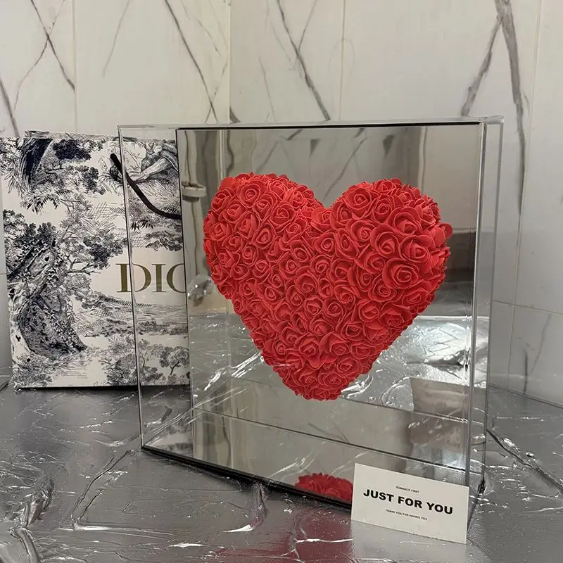 Eternal Flower Mirror Angel Heart Love Acrylic Transparent Flower Heart 80 Birthday Gifts Confession Valentine's Day