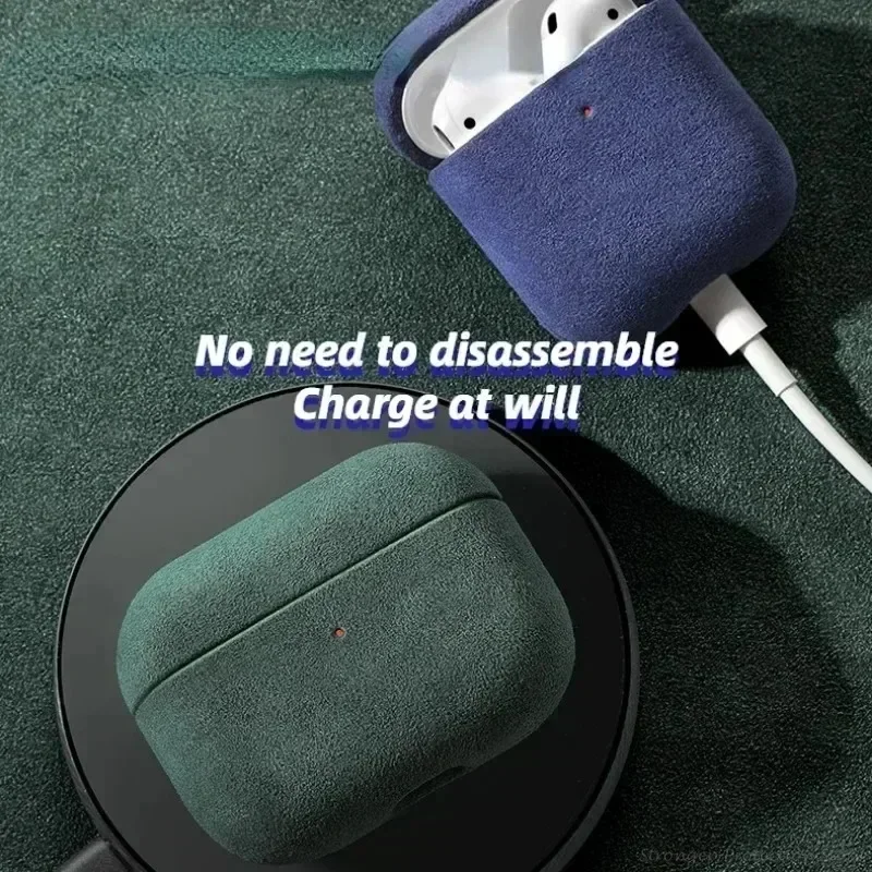 Custodia in pelle scamosciata italiana per Airpods 3 Custodia all-inclusive in pelle supercar di lusso per Airpods 4 Pro 2 Custodia con ricarica wireless