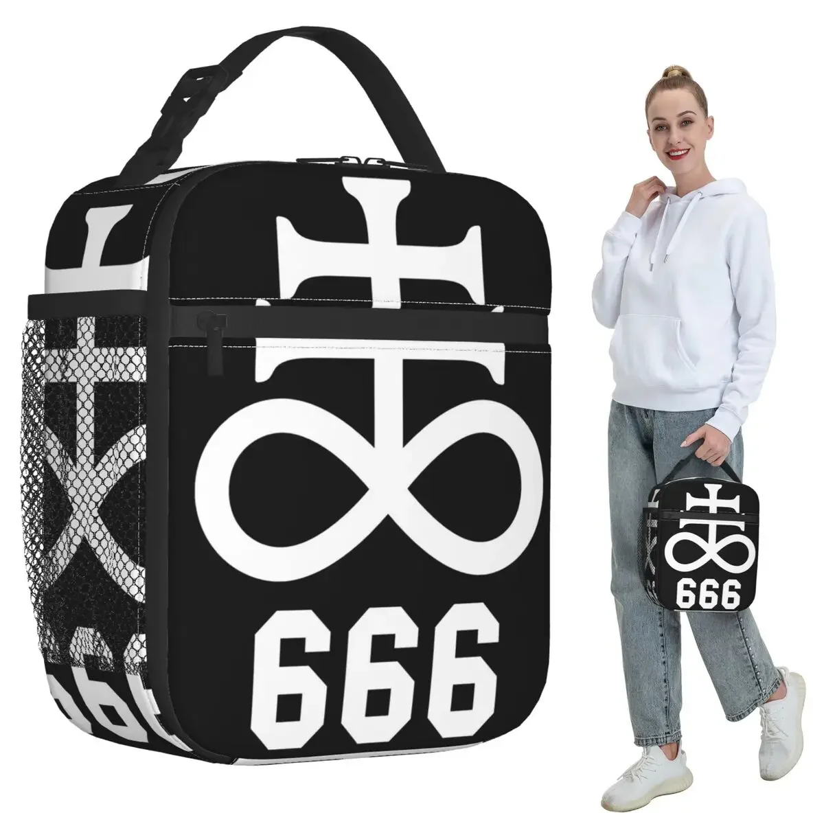 Leviathan Cross Satan 666 Baphomet Satanic Symbols Insulated Lunch Bag Office Cooler Thermal Food Box Tote Portable Lunch Boxes