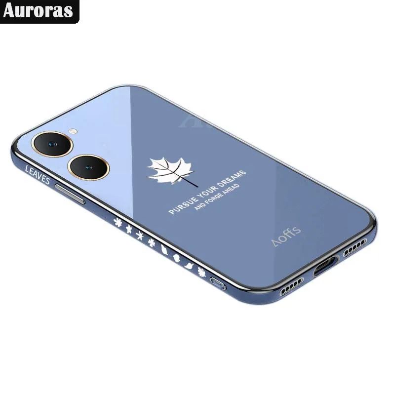 Auroras For VIVO Y18S 4G Y03 Y18 4G Case Plated Bezel Maple Leaf Soft Silicone Shell For VIVO Y18S 4G Cover Fundas