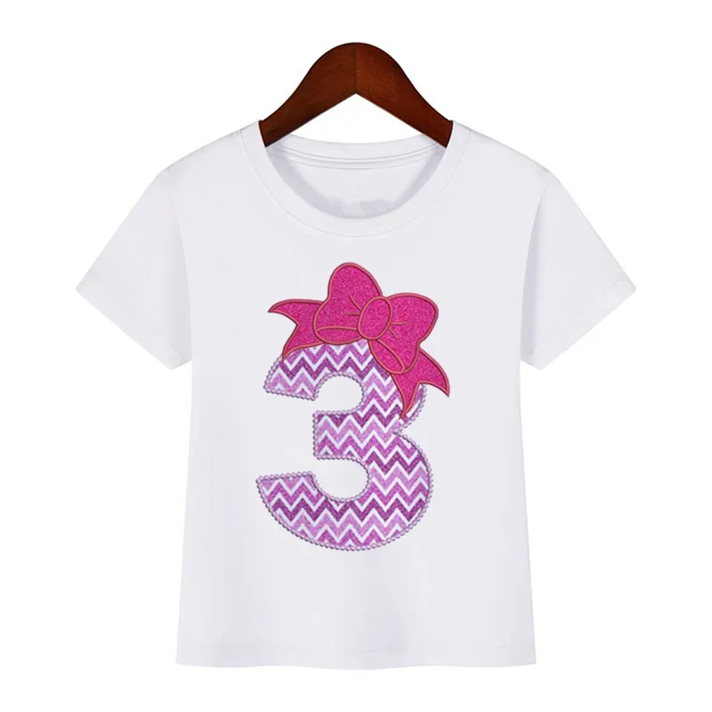 Birthday Number Printed Shirts 1-9 Birthday Party Girls Outfit T-Shirt Wild Tees Girls Tshirts Clothes Kids Gifts Fashion Tops