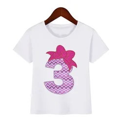 Camisetas estampadas con número de cumpleaños para niñas, traje de fiesta de cumpleaños 1-9, camisetas salvajes, ropa, regalos para niños, Tops de moda