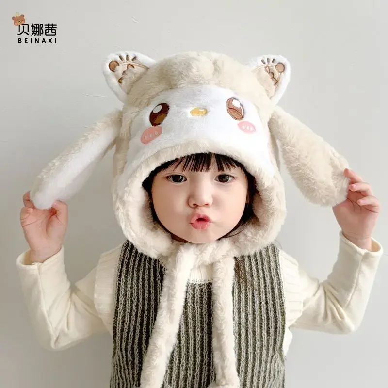 

My Melody Anime Kawaii MINISO Baby Lovely Warm Hats Autumn Winter Cute Cartoon Children Ear Protective Cap Gifts for Kids