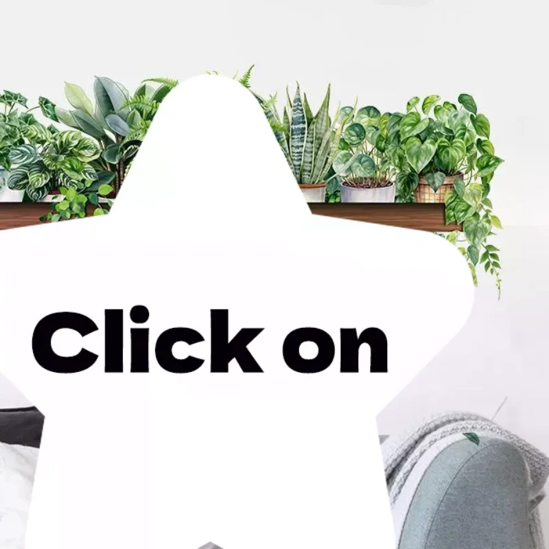 1 Sheet 3D Green Hanging Plant Wall Sticker Wooden Shelf Potted Greenery Mural Removable Kitchen Living Room Home Decor Kit