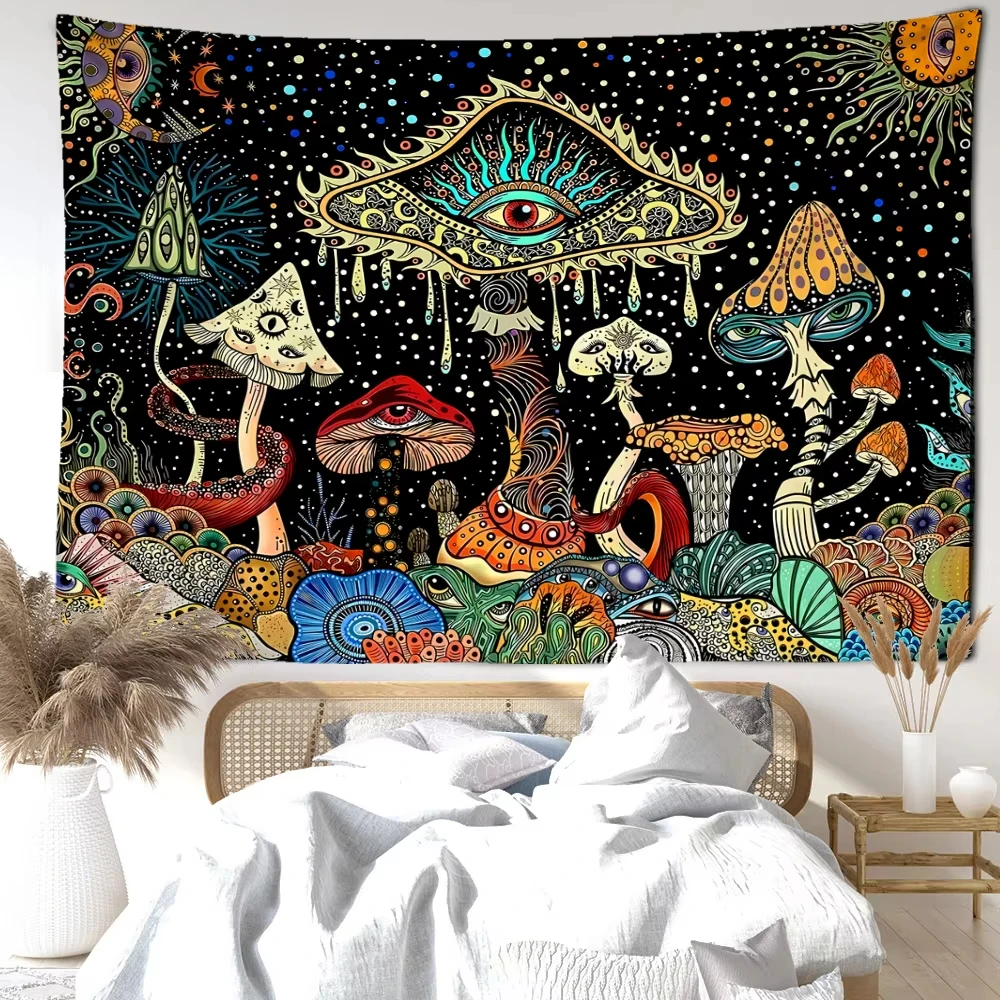 

Colorful Eyes Mushroom Forest Tapestry Wall Hanging Hippie Tapiz Fantasy Abstract Art Bedroom Living Room Decor Wall Tapestry
