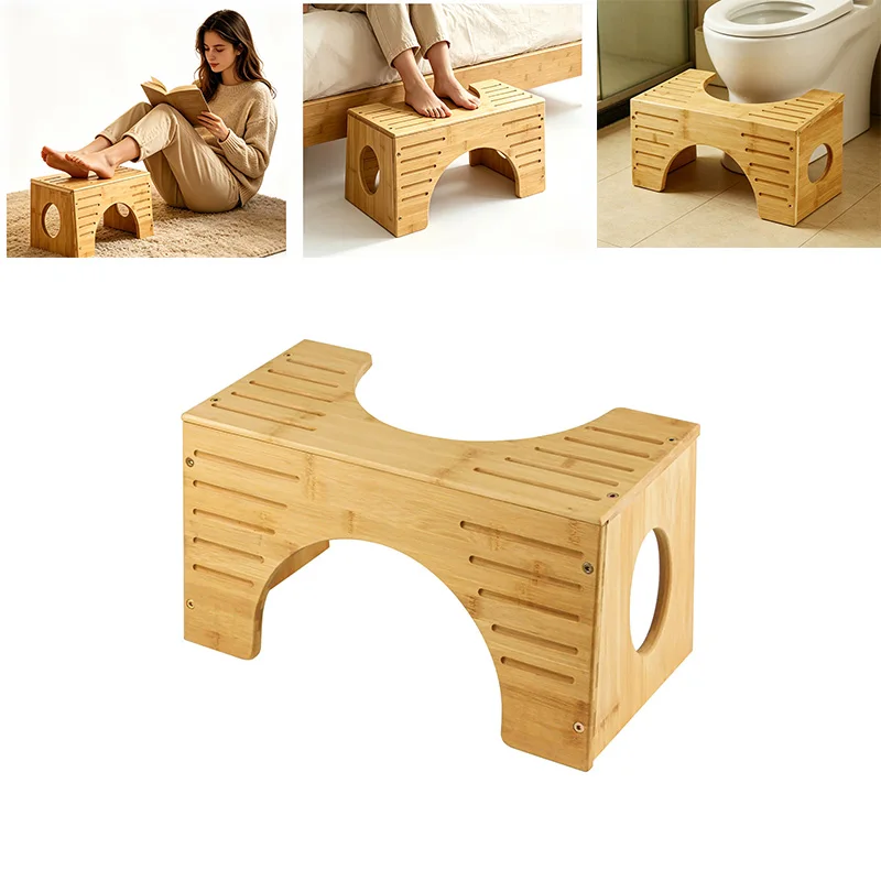 Tabouret de Toilette en Bambou, Réhausseur de Selle WC pour Adultes et Enfants, Large Stable Portable, Repose-Pieds Ergonomique Facile à Nettoyer pour Femmes Enceintes et Personnes Âgées