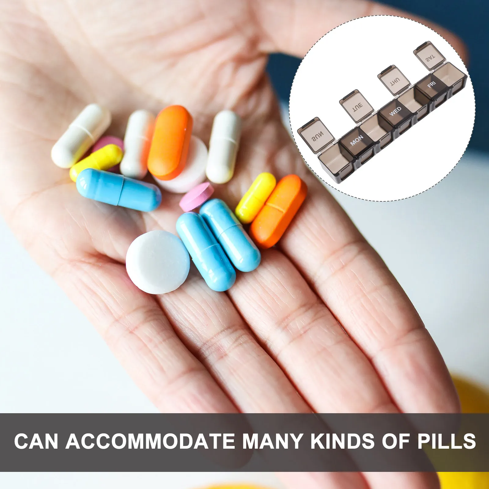 Reusable Weekly Pills Dispenser Strong Break-Resistant Portable Organizer Travel Friendly Moisture Proof Small Medicine