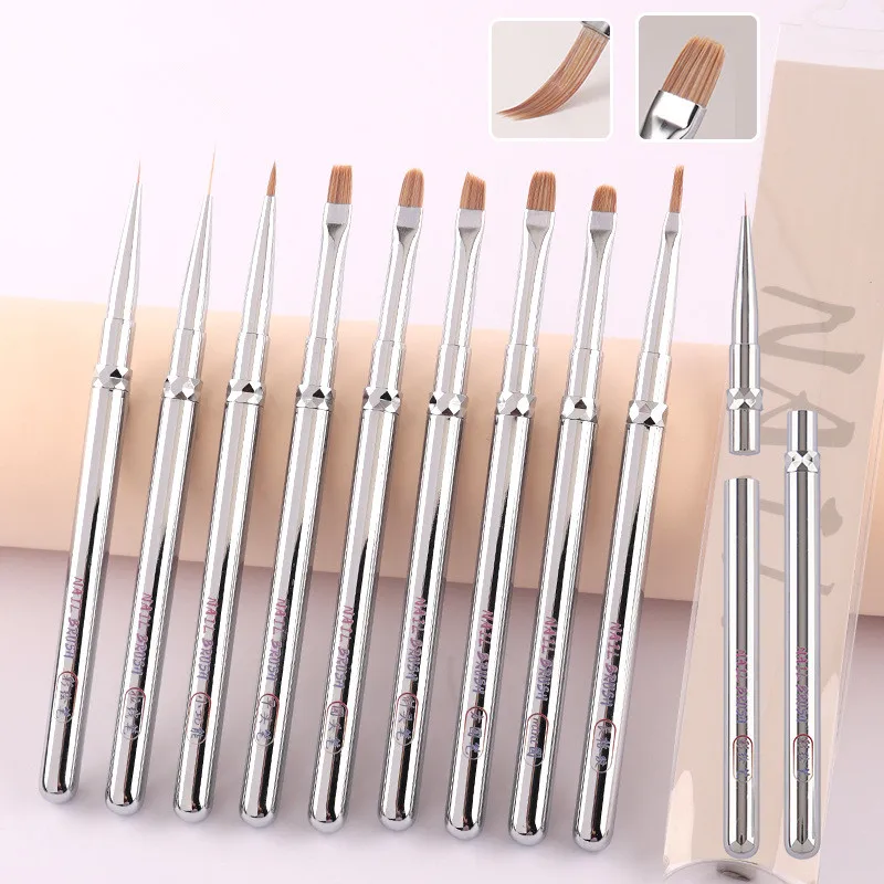 9 نمط مقبض معدني مسمار الفن فرشاة قلم تلوين القلم كبير مربع جولة العلاج بالضوء القلم مسمار قلم رسم زهرة القلم #1