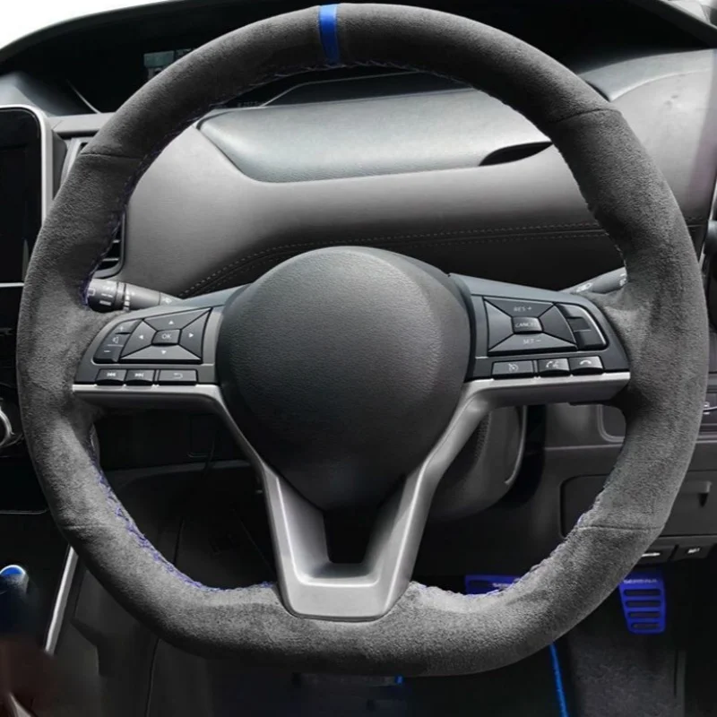 Hand Stitched Soft Suede Car Steering Wheel Cover For Nissan Kicks Rogue Sentra Altima SR Qashqai X-Trail Leaf Micra 2019-2025