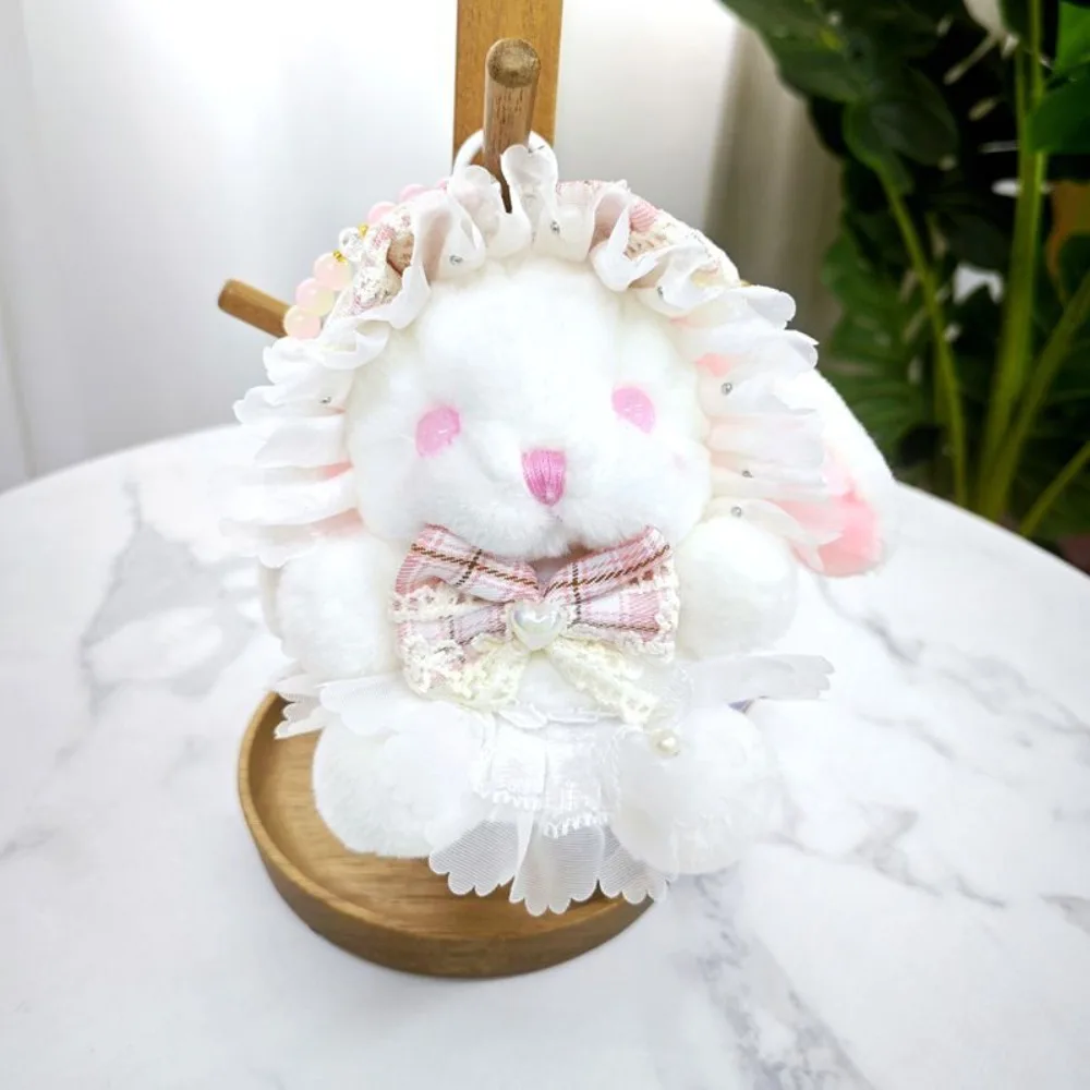 

Princess Pearl Dress Plush Rabbit Keychain Cartoon Stuffed Rabbit Doll Keyring Kawaii Soft Drooping Ear Rabbit Pendant