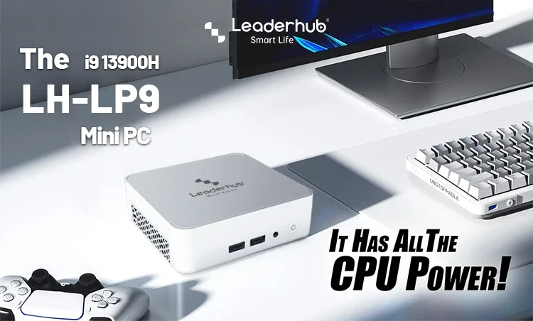 Leaderhub-Educação e Gaming Pocket Mini PC para Win 11, 32GB, DDR4, 2T SSD Core, 13ª Geração, I9, WiFi 6, BT4.2, Atacado