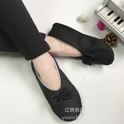 Home Slipper Women Children Bow Knot Contton Slip Non Grip Indoor Fluffy Lazy Female Black Dance House Floor Shoes Sock Casual