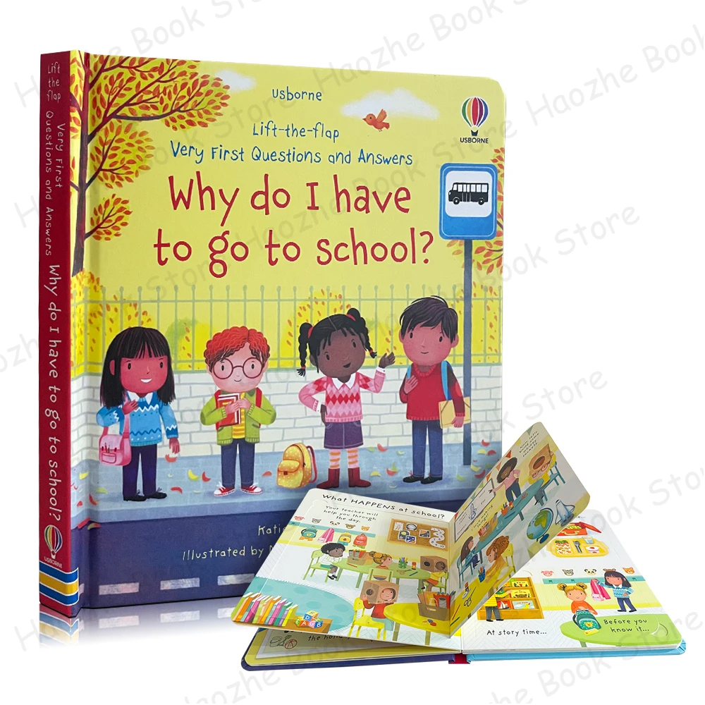 Very First Questions and Answers Why do I have to go to school Usborne Lift the flap Children's Activity English Book Montessori