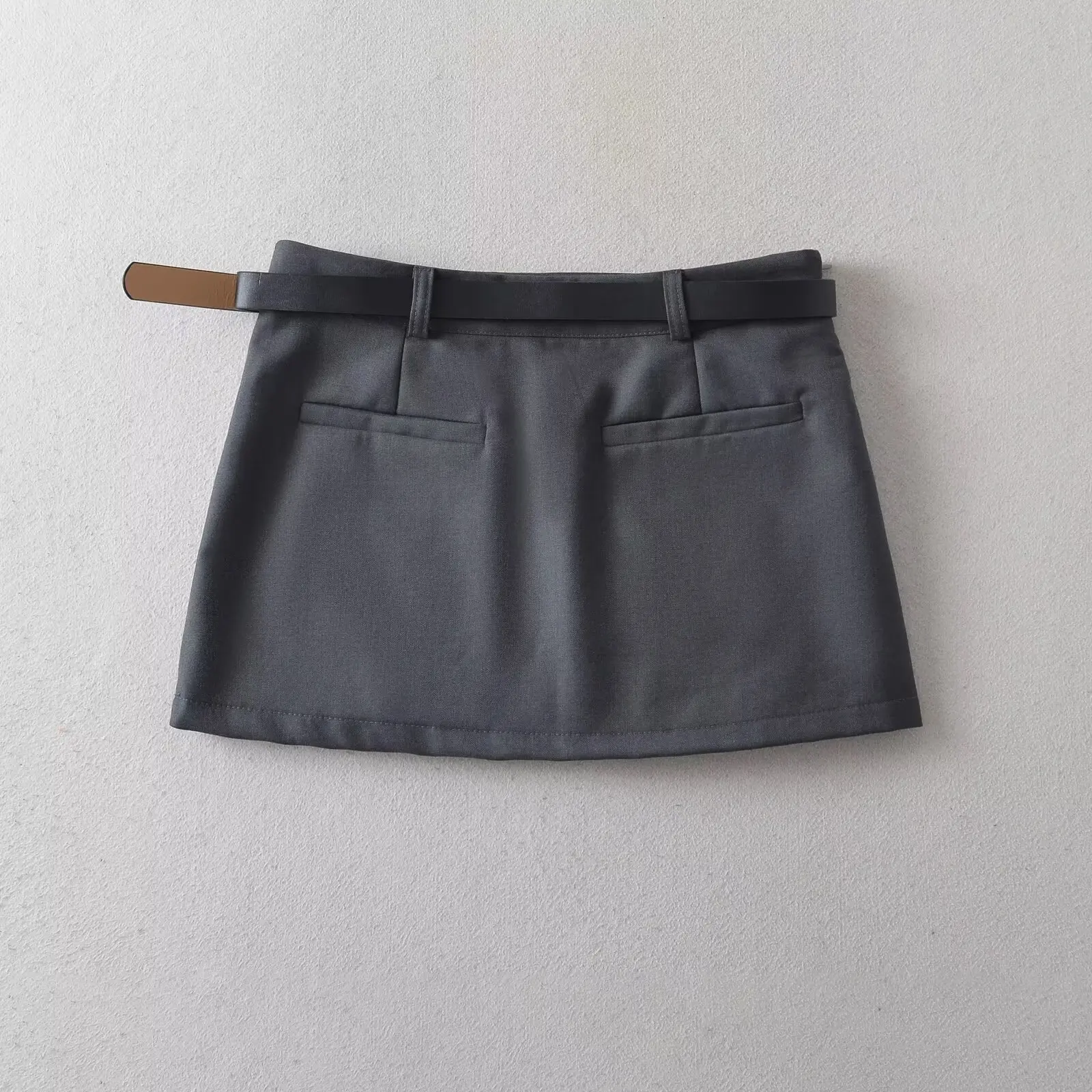 DUOPERI-Mini jupe taille haute pour femme, chic et décontracté, couleur unie, Y2K