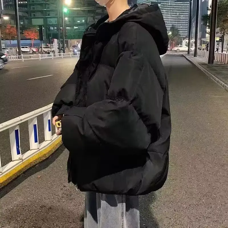 سترة شتوية سميكة بغطاء للرأس مفتوحة من الأمام بلون واحد وحجم كبير، معطف محشو بالقطن للجنسين، ملابس خارجية دافئة وعصرية #2