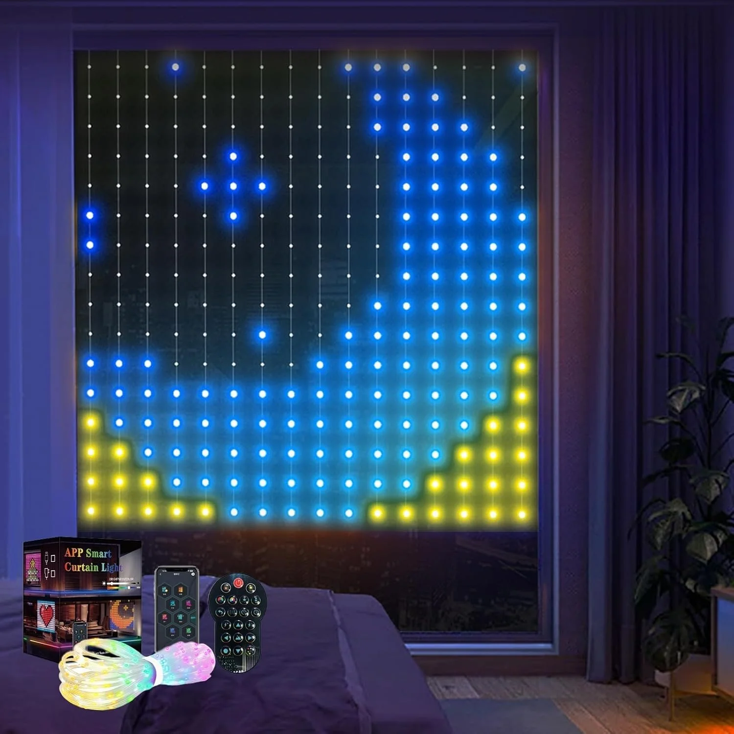 USB Led Smart Curtain Light App Control RGB Fairy Light DIY Picture String Lamp Party Window Curtain Bedroom Christma Decoration