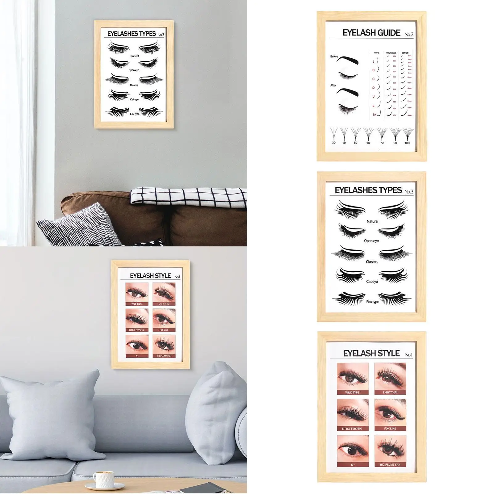 Eyelash Extension Poster for Beauty Salon Wall Art with Frame