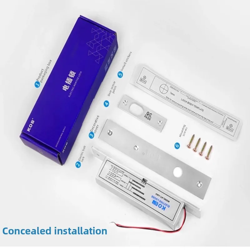 Fechadura Elétrica de Controle de Acesso KOB com Porta de Vidro e Feedback de Atraso, Fechadura de Embutir para Portas Estreitas, Fechadura de Proibição, Fechadura de Pino Embutida