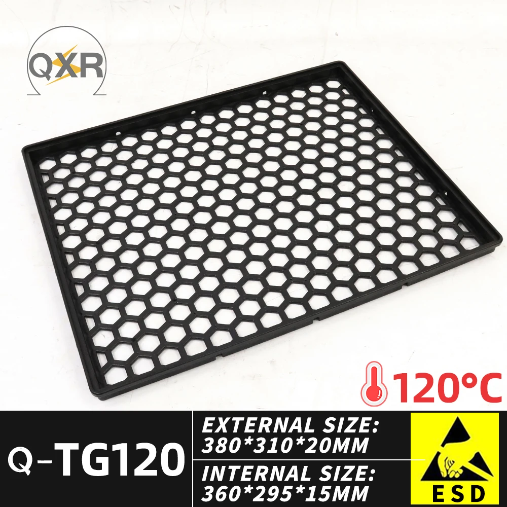 black ESD  Porous grid Tray various specifications Grid Hollow Degree Centigrade Black ESD Conductive Tray For PCB Storage