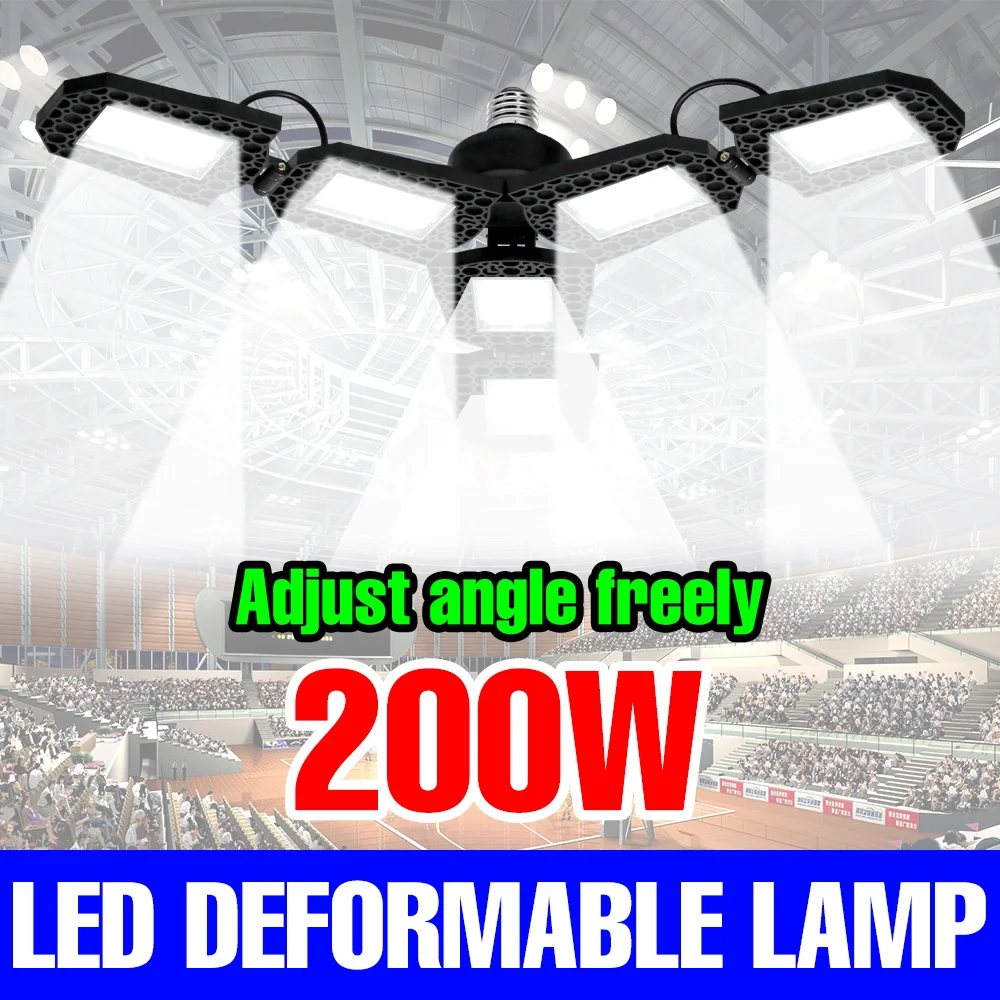 

200W LED Workshop Light Bulb Indoor E27/E26 Deformable Garage Lamp 220V Spotlight Warehouse Stadium 110V High Brightnes Lighting
