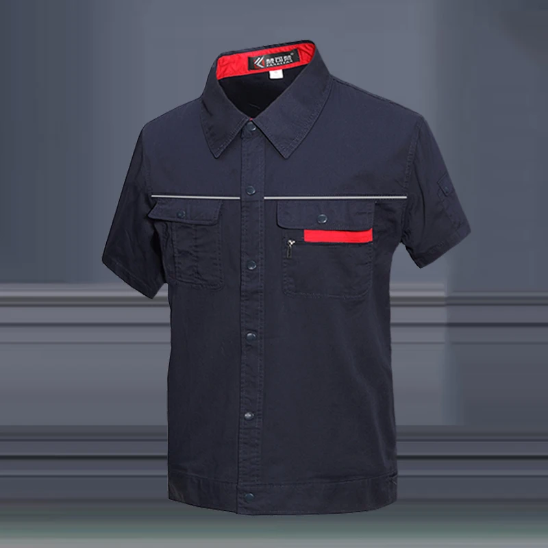 Summer Workwear Clothes Welding Men Short Sleeve Workmen Uniform Car Workshop Working Suits Mechanical Welding Set