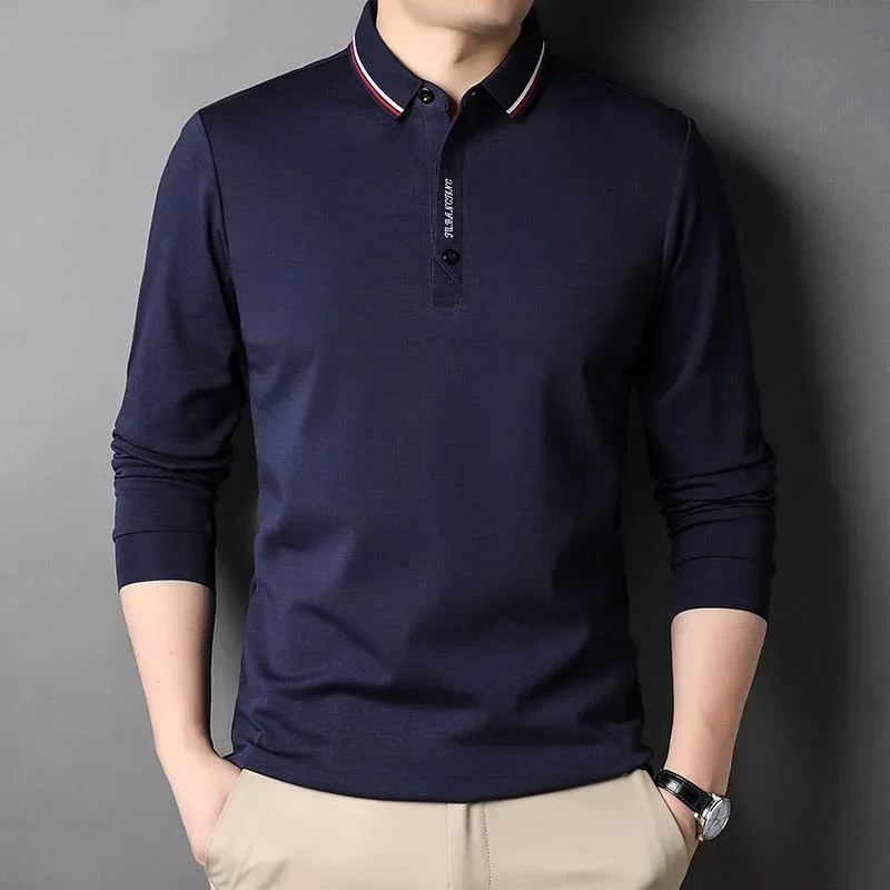 Top Grade Mulberry  5.2% New Fashion Regular Fit Plain Polo Men Designer Brand Casual Long Sleeve Tops Mens Clothes 2023