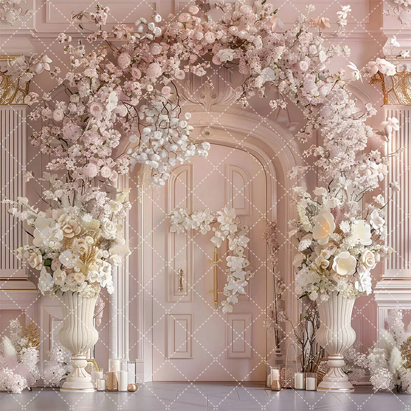 Mehofond fotografía telón de fondo arco flor pared maternidad retrato boda niños fiesta de cumpleaños rosa blanco Floral foto fondo