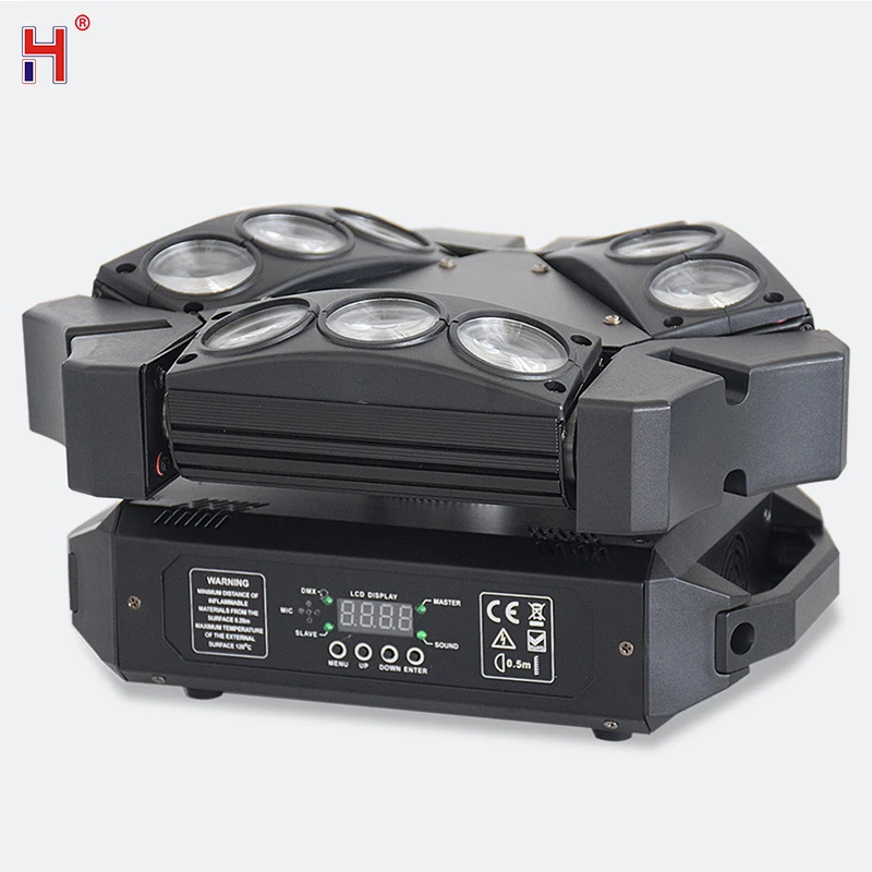 

HongYi LED Moving Head Spider 9*12W RGBW Quad 4In1 Lyre Beam Lights By DMX Controller Sound Activated Rotating Effect For Disco