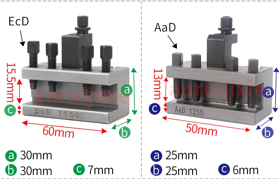 European lathe tool holder Quick Change Tool Post Set Aa Eb Ec 12x12mm 15x15mm for WM210V&WM180V&0618&C2&C3 120-250mm Bed Swing