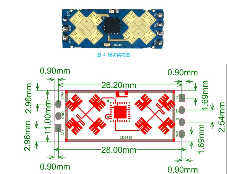 Hi-link-fmcw人間の存在センサーモジュール、HLK-LD2412、24g、長距離、長さ9mの広い角度、 ± 75 ° 、スマートホーム、新品、無料配達