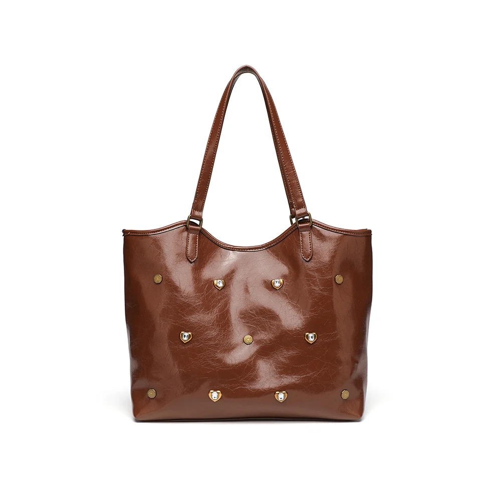 

Глянцевая большая сумка из искусственной кожи, однотонная сумка для подмышек, большая вместительная сумка на плечо, классический дизайн, сумка в минималистском стиле