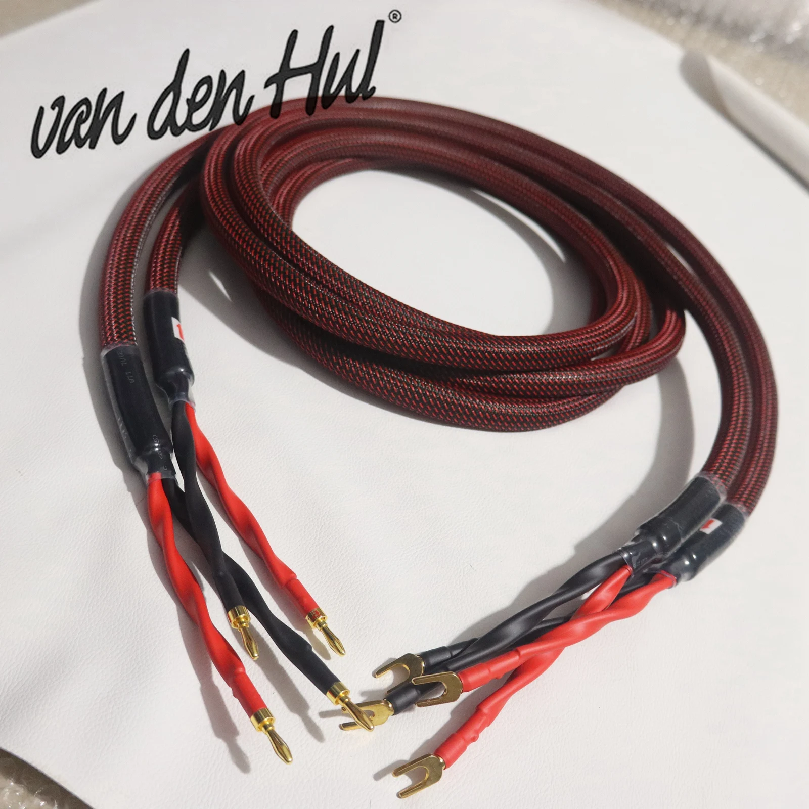 1 Pair Van Den Hul high performance Speaker Cable Silver Plated HiFi Audio Amplifier Loudspeaker line with banana&Y spade plug