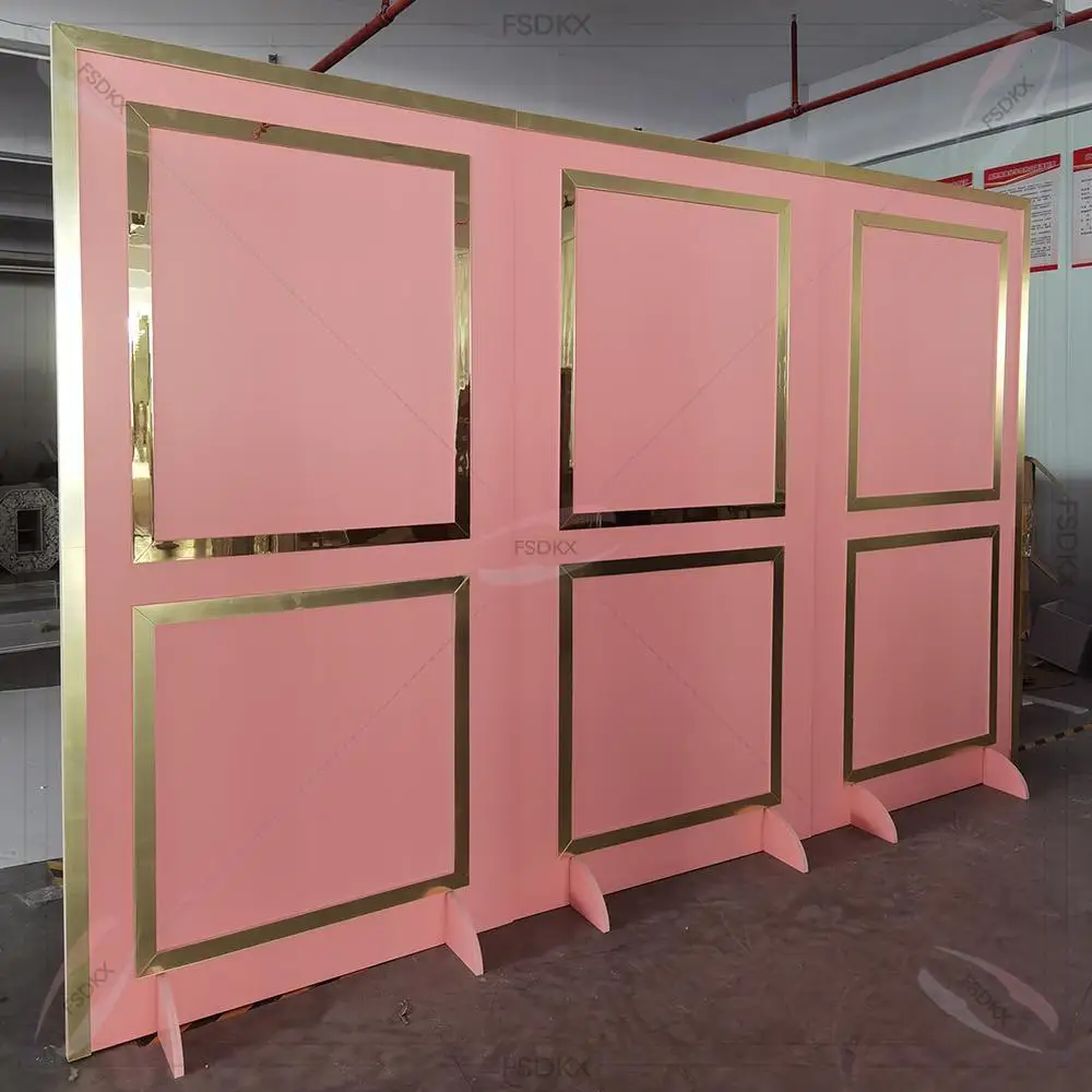 

Pink PVC Rectangle Wedding Backdrop Stage For Events Decoration